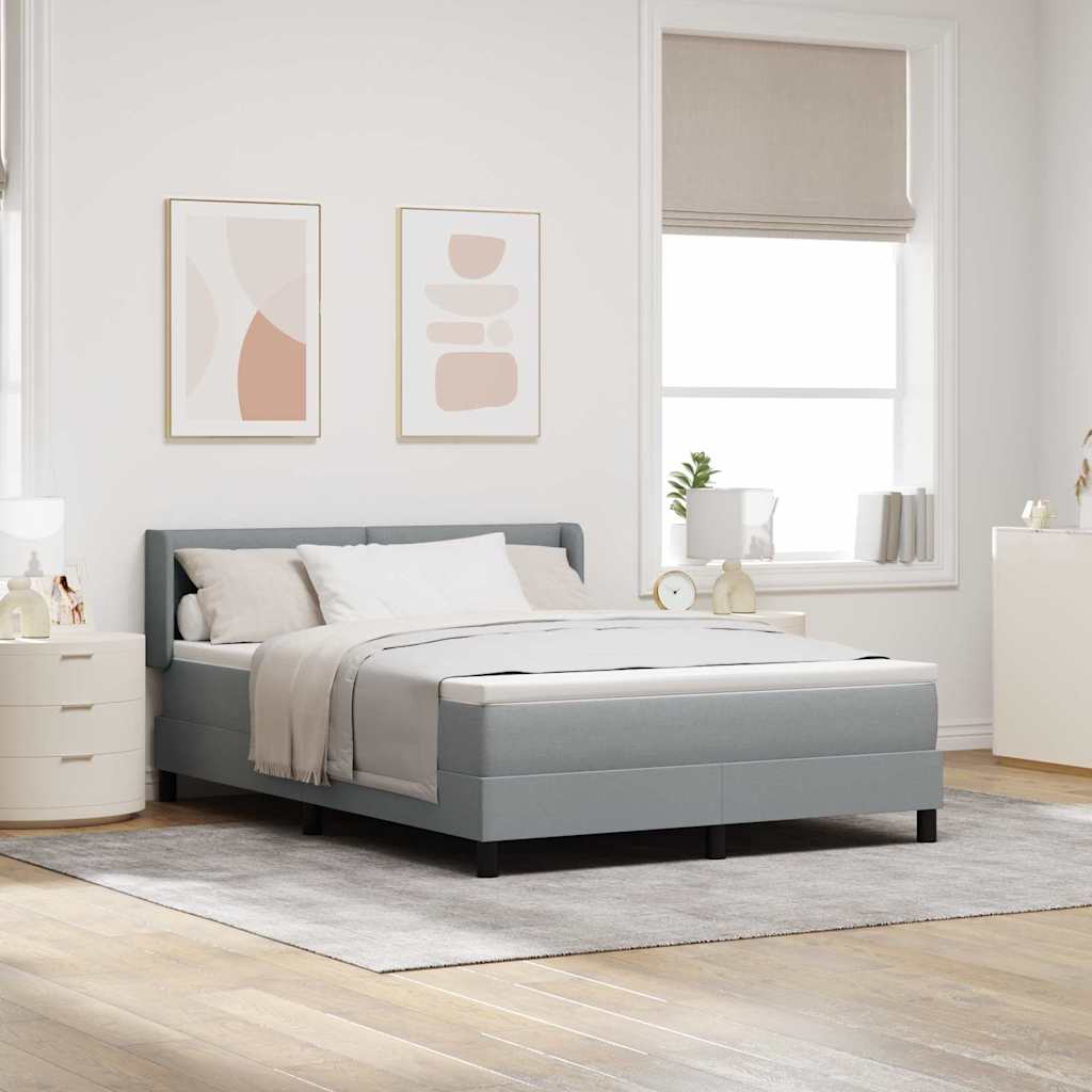 vidaXL Cama tipo Box Spring con cabecera Gris Claro 200 x 140 cm tela