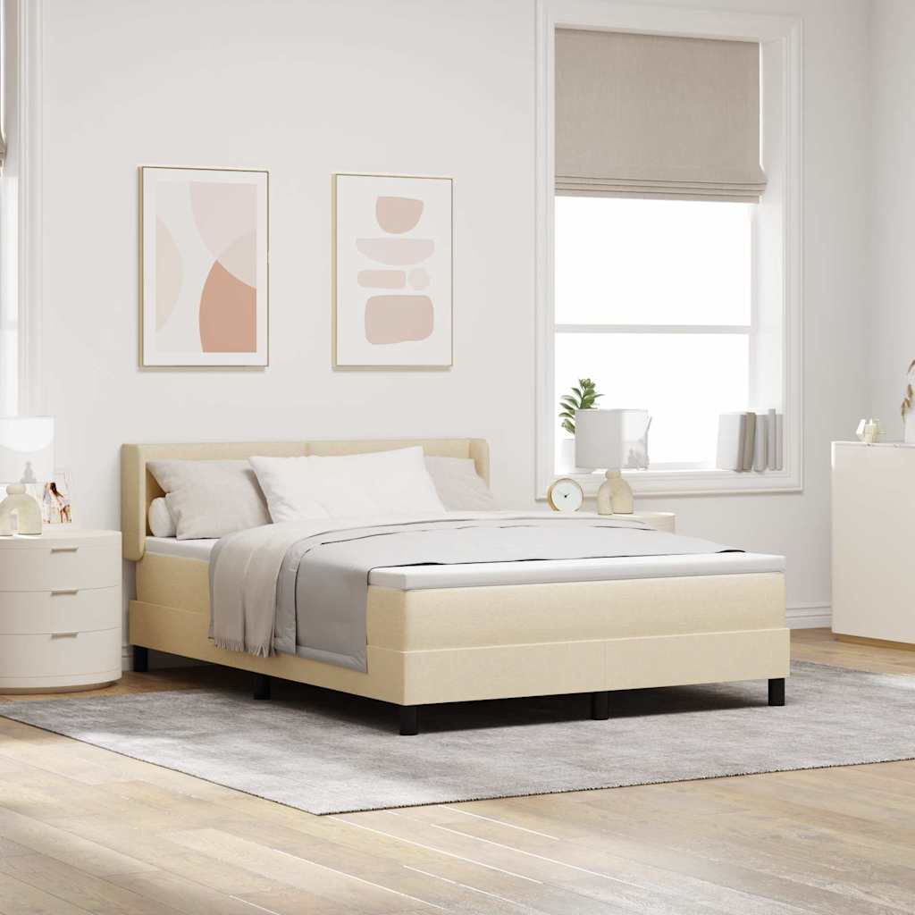 vidaXL Cama tipo Box Spring con cabecera Crema 200 x 140 cm tela