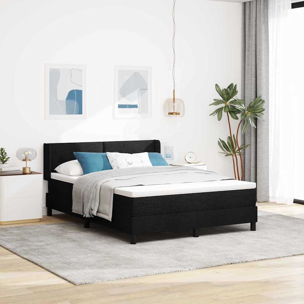 vidaXL Cama tipo Box Spring con cabecera Negro 200 x 160 cm tela