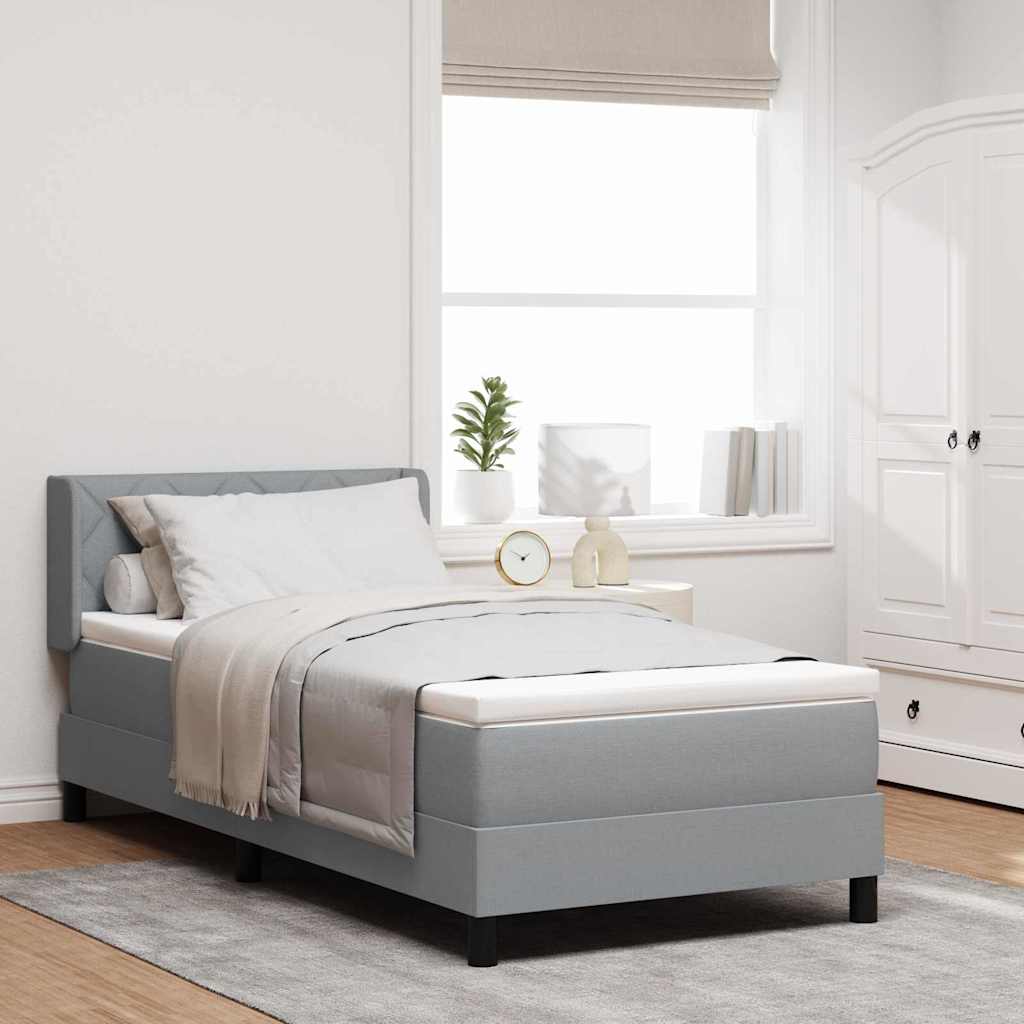 vidaXL Cama tipo Box Spring con cabecera Gris Claro 190 x 90 cm tela