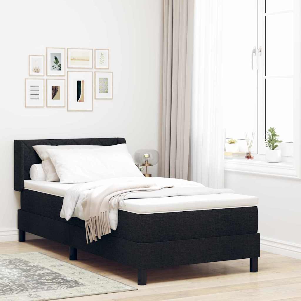 vidaXL Cama tipo Box Spring con cojín Manual Negro 200 x 100 cm tela