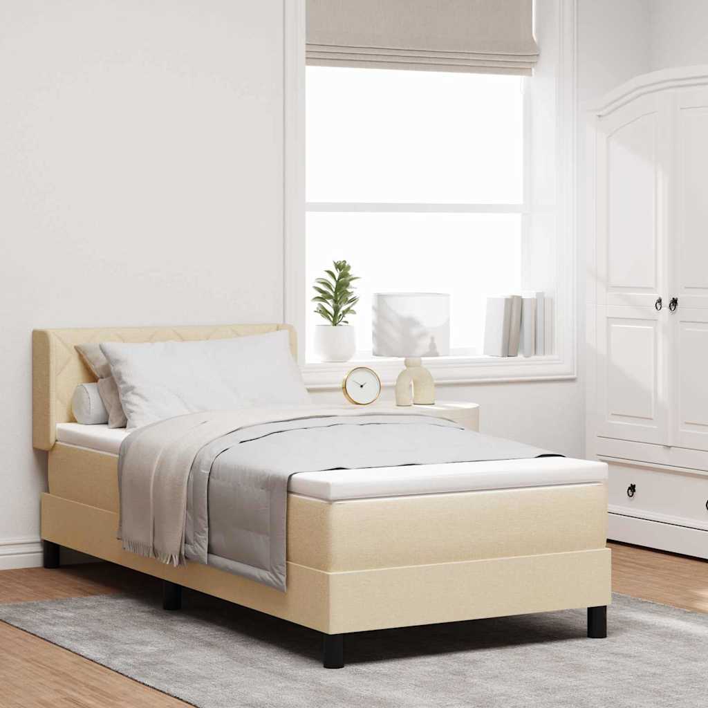 vidaXL Cama tipo Box Spring con cabecera Crema 200 x 100 cm tela