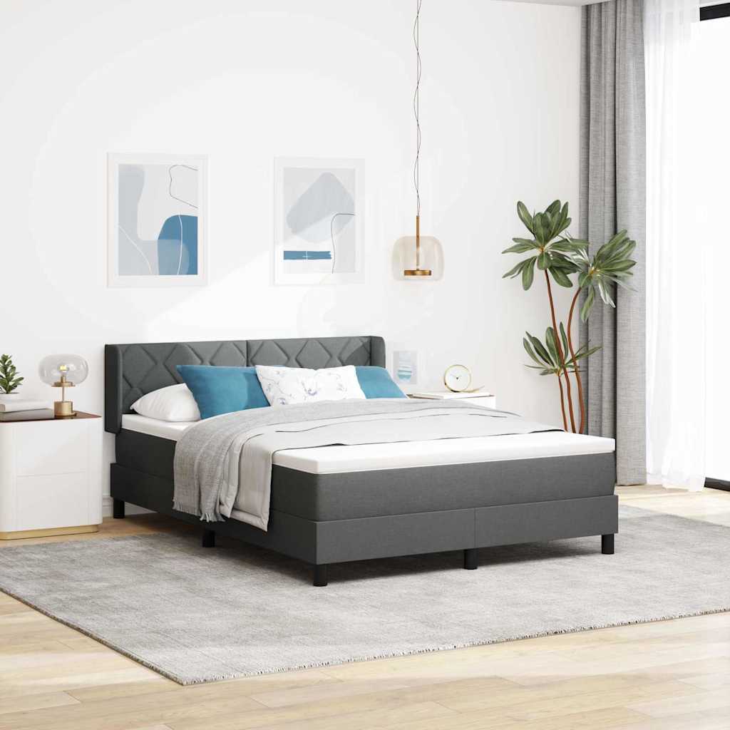 vidaXL Cama tipo Box Spring con cabecera Gris oscuro 200 x 140 cm tela