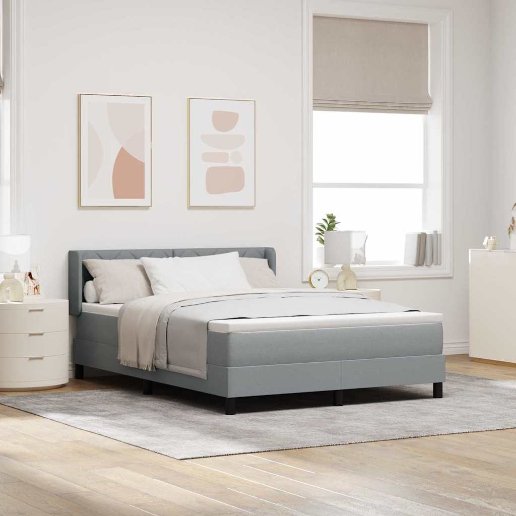 vidaXL Cama tipo Box Spring con cabecera Gris Claro 200 x 160 cm tela