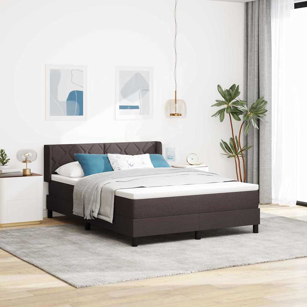 vidaXL Cama tipo Box Spring Manual Marrón Oscuro 200 x 160 cm tela