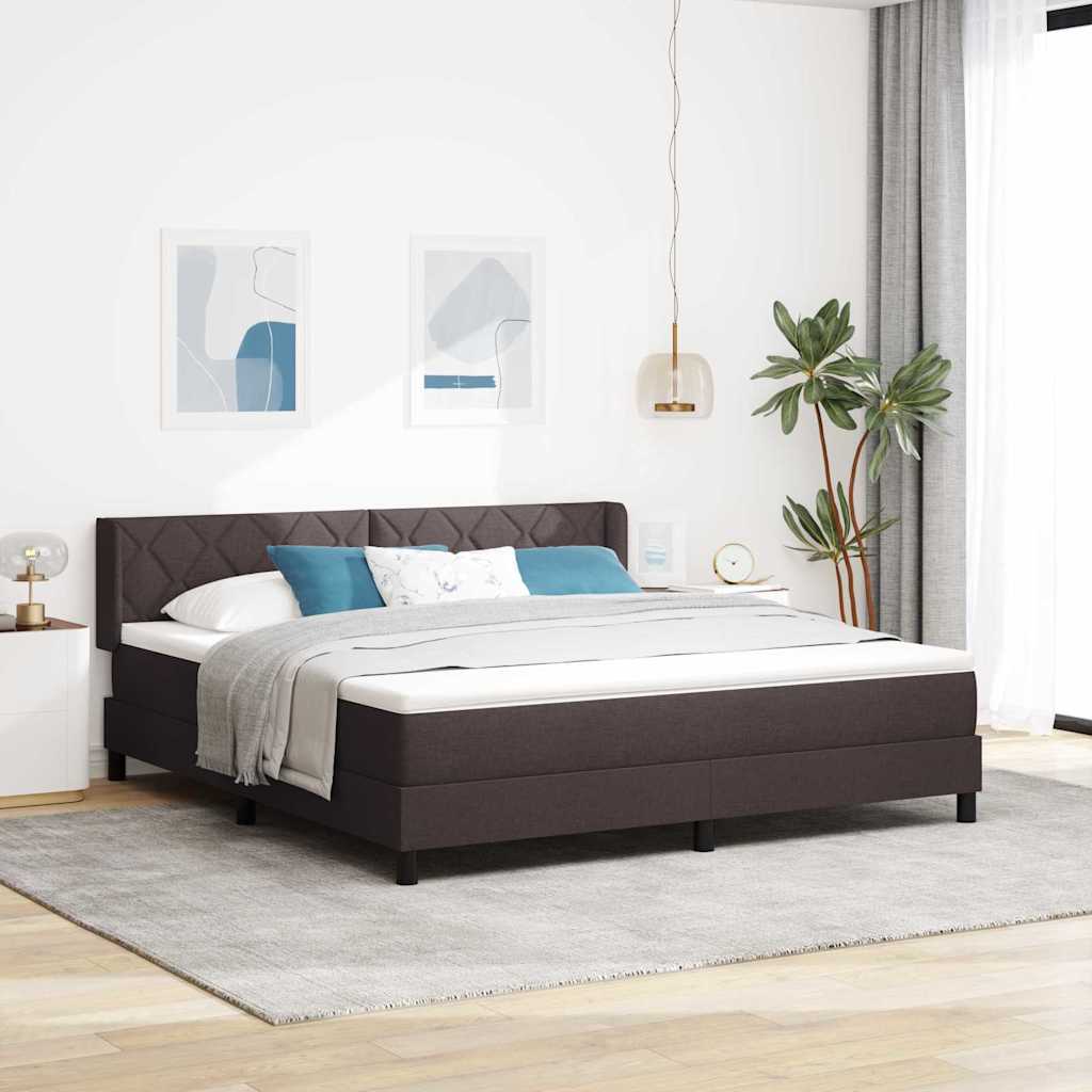 vidaXL Cama tipo Box Spring Manual Marrón Oscuro 200 x 180 cm tela