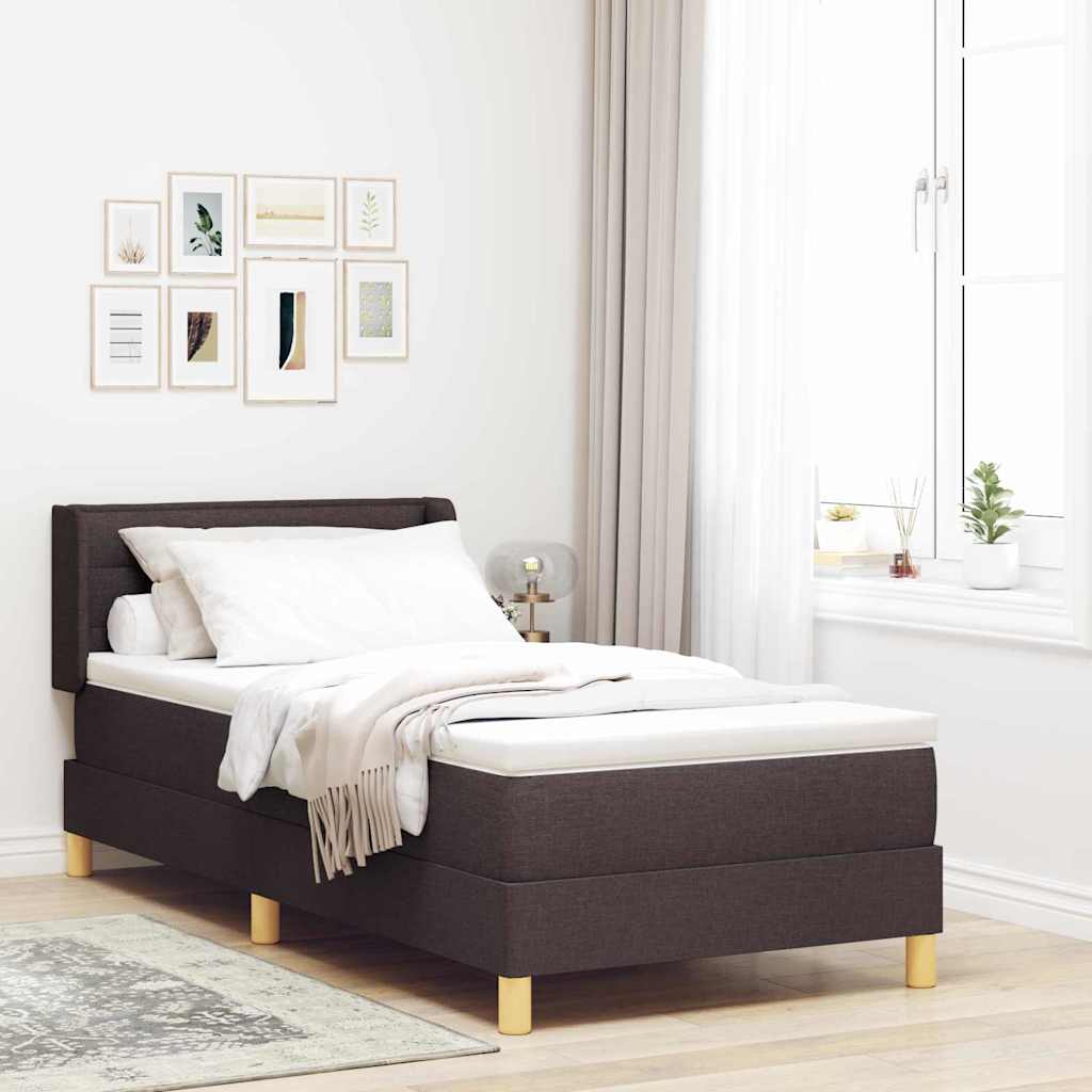 vidaXL Cama tipo Box Spring con colchón Marrón Oscuro 200 x 90 cm tela