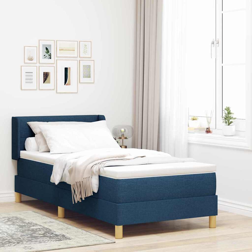 vidaXL Cama tipo Box Spring con cabecera Manual Azul 200 x 80 cm tela