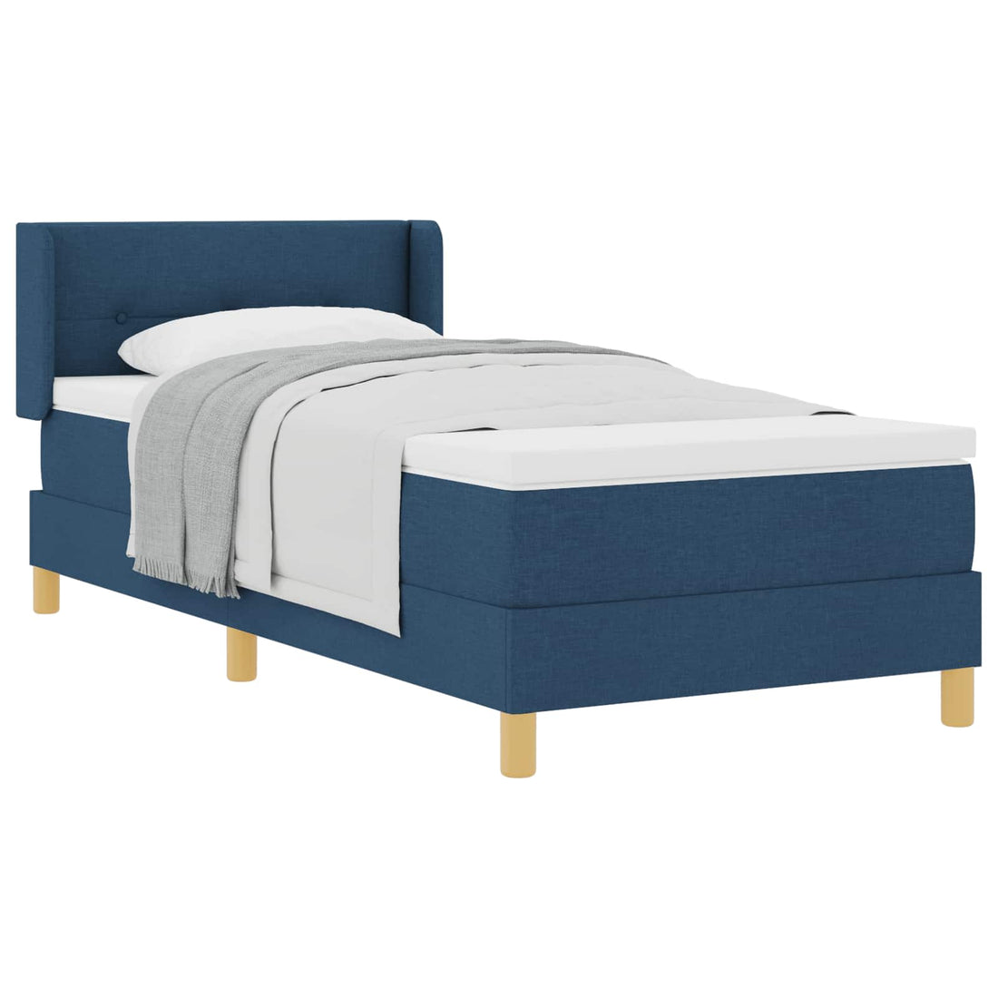 vidaXL Cama tipo Box Spring con cojín Manual Azul 200 x 100 cm tela