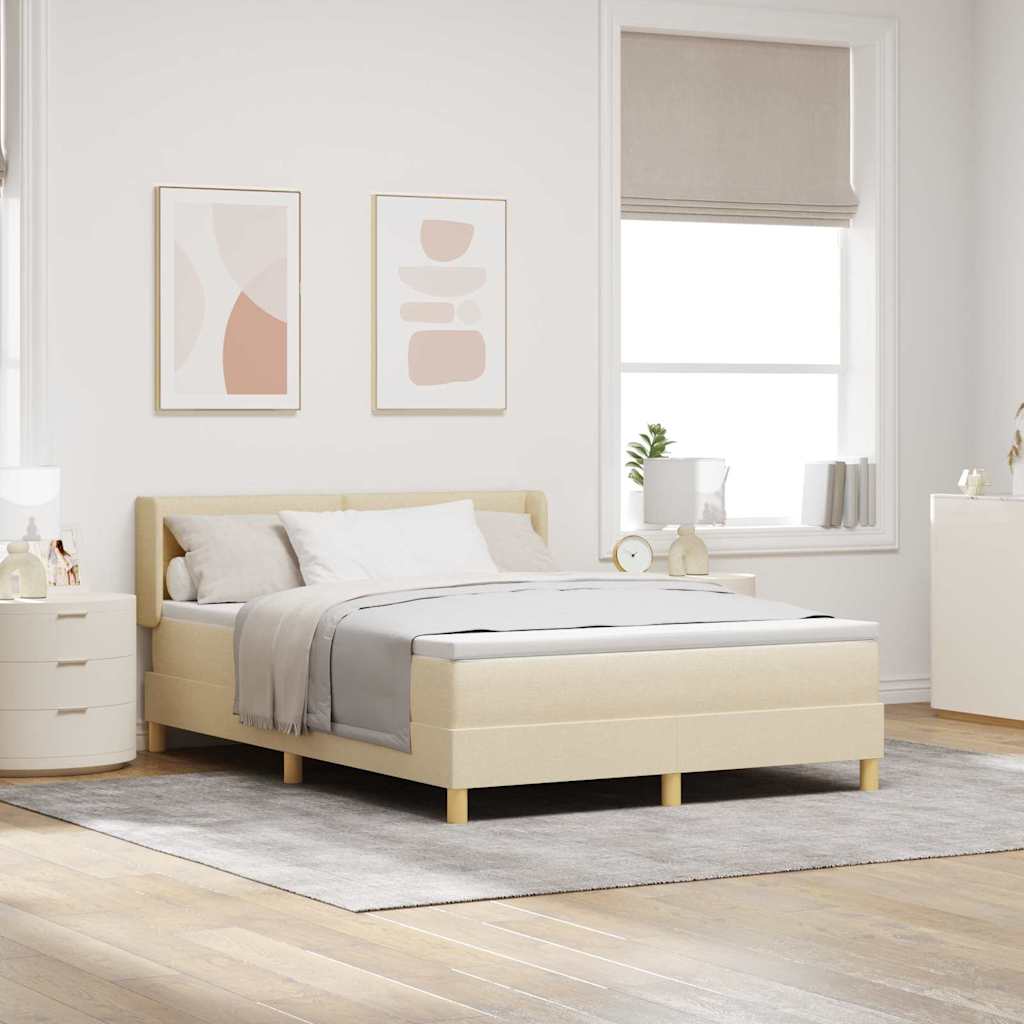 vidaXL Cama tipo Box Spring con cabecera Crema 190 x 140 cm tela