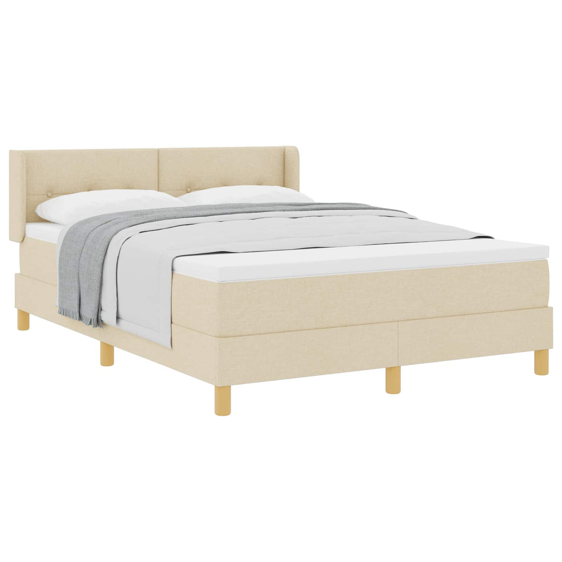 vidaXL Cama tipo Box Spring con cojín Manual Crema 200 x 140 cm tela
