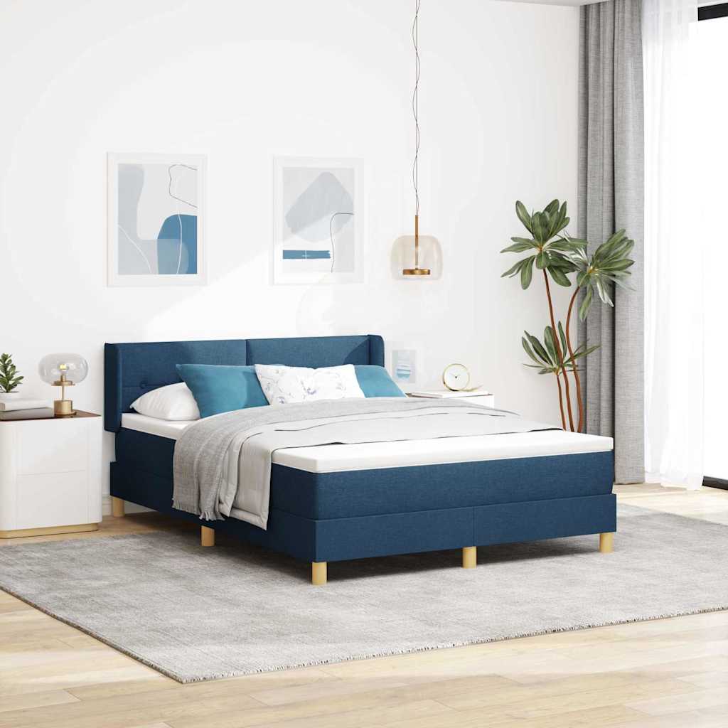 vidaXL Cama tipo Box Spring con cabecera Manual Azul 200 x 160 cm tela