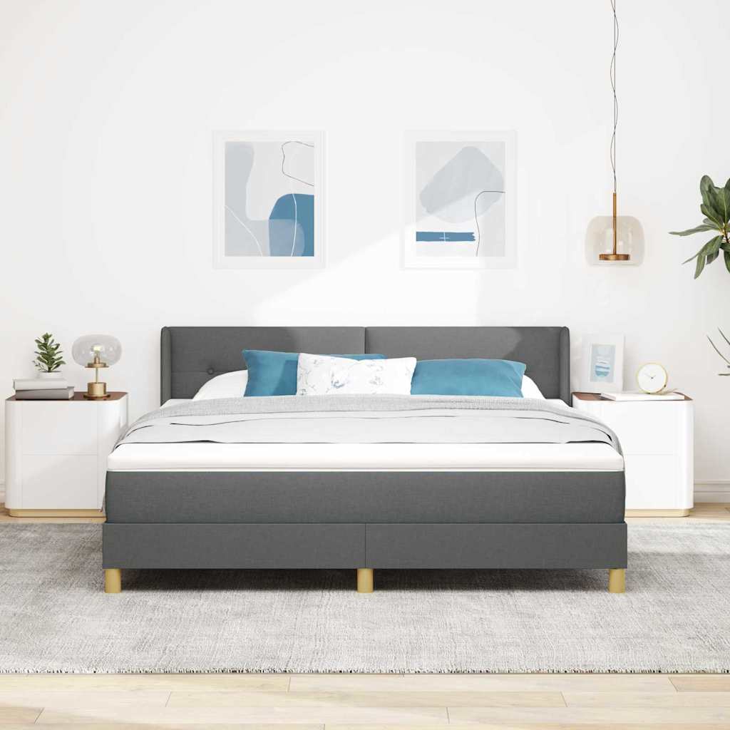 vidaXL Cama tipo Box Spring con cabecera Gris oscuro 200 x 180 cm tela