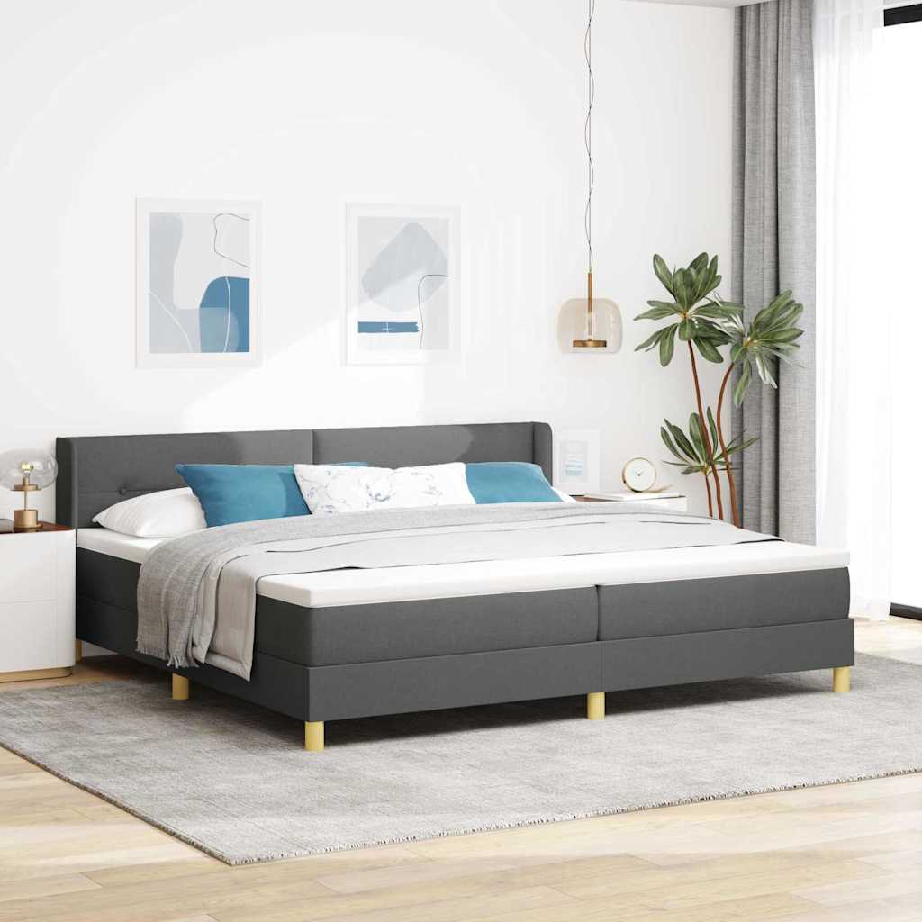 vidaXL Cama tipo Box Spring con cabecera Gris oscuro 200 x 200 cm tela