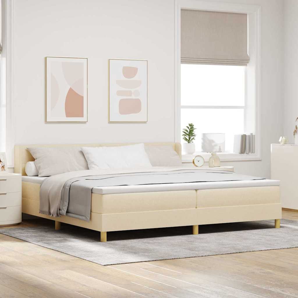 vidaXL Cama tipo Box Spring con cabecera Crema 200 x 200 cm tela