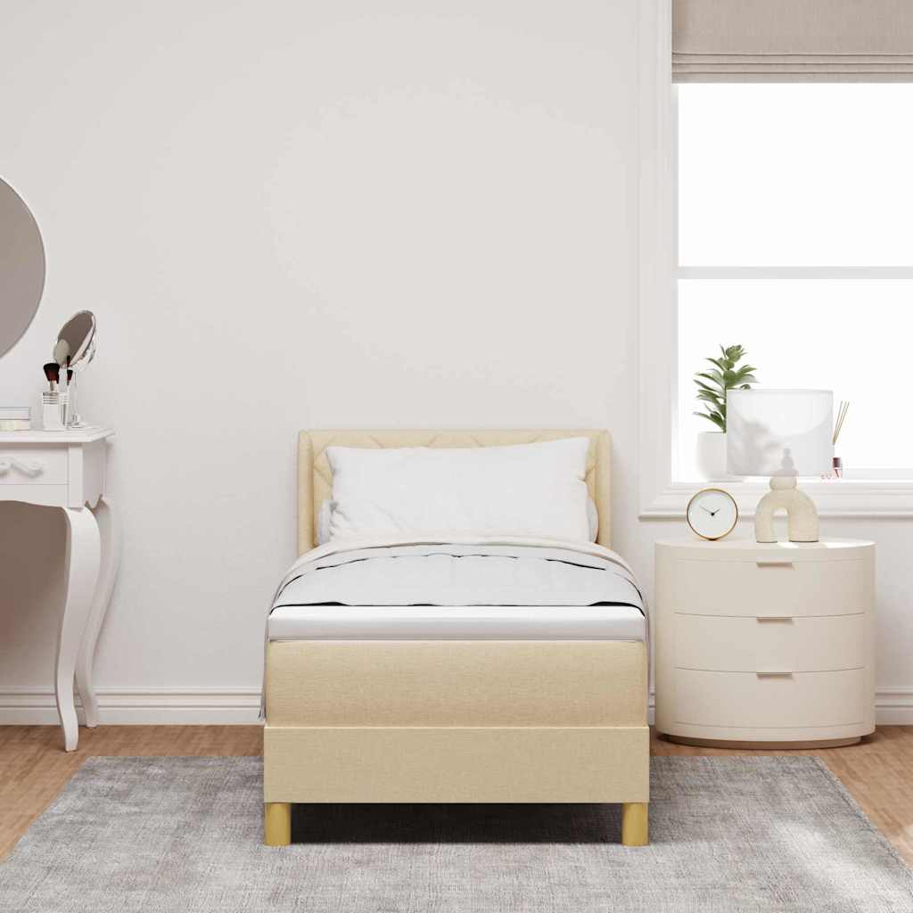 vidaXL Cama tipo Box Spring con cabecera Manual Crema 200 x 80 cm tela