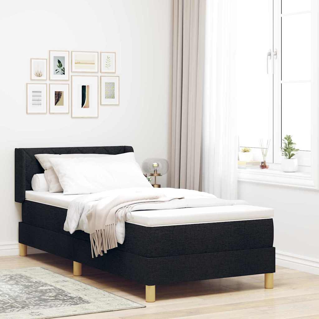 vidaXL Cama tipo Box Spring con cabecera Manual Negro 200 x 90 cm tela