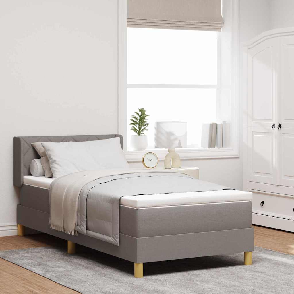 vidaXL Cama tipo Box Spring con cabecera Manual Taupé 200 x 90 cm tela