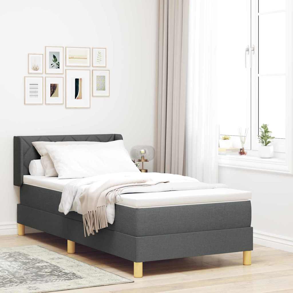 vidaXL Cama tipo Box Spring con cabecera Gris oscuro 200 x 100 cm tela