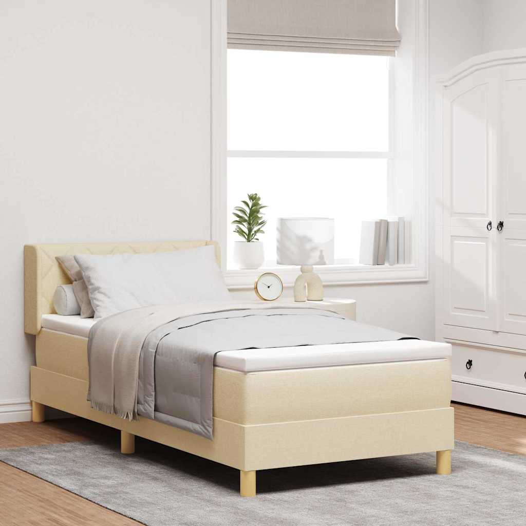vidaXL Cama tipo Box Spring con cabecera Crema 200 x 100 cm tela