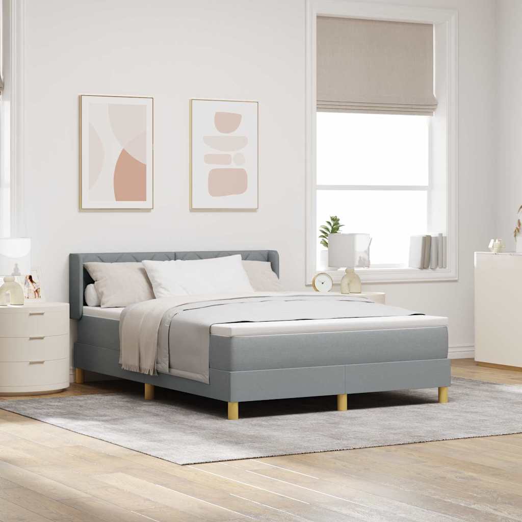 vidaXL Cama tipo Box Spring con cabecera Gris Claro 200 x 160 cm tela
