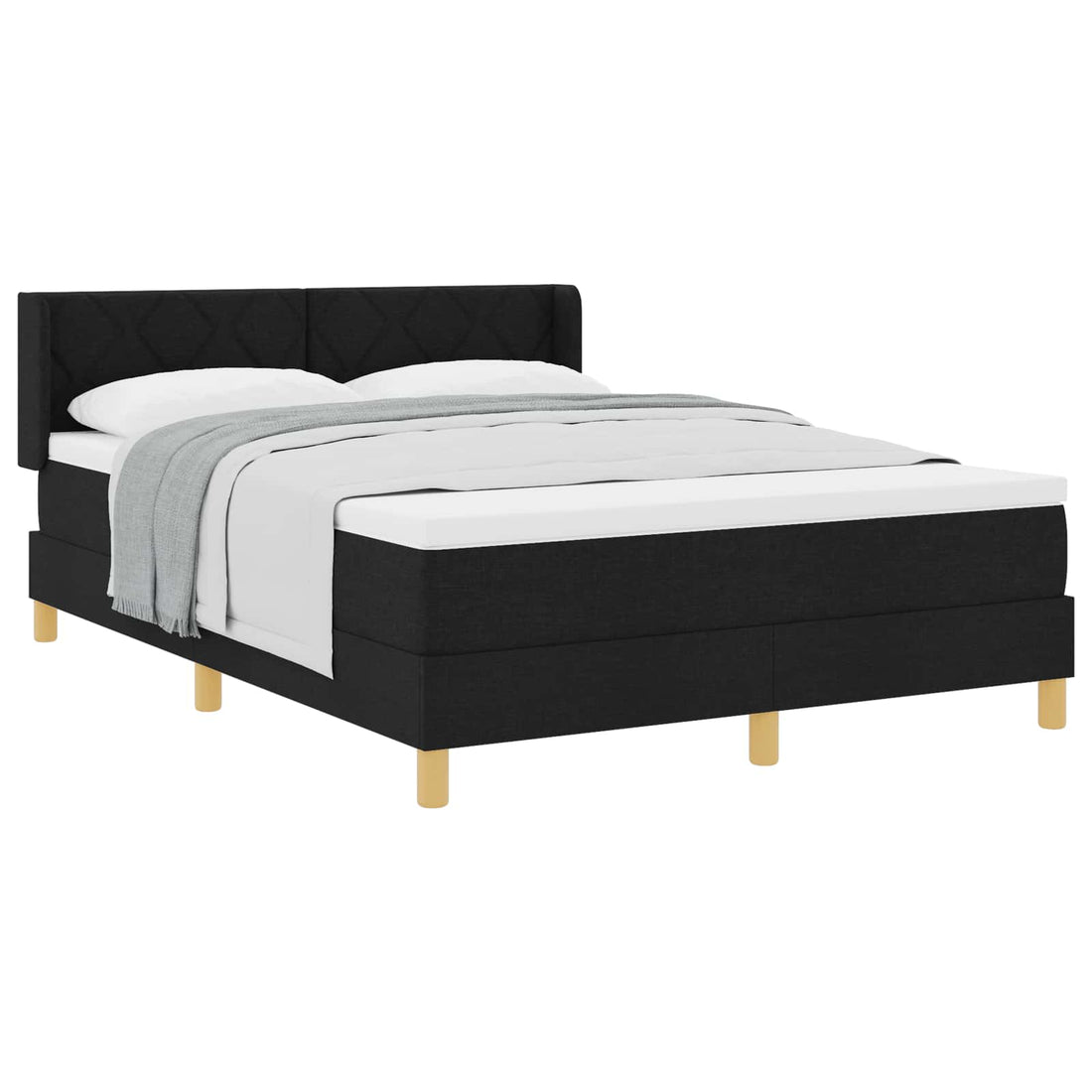 vidaXL Cama tipo Box Spring con cabecera Negro 200 x 160 cm tela