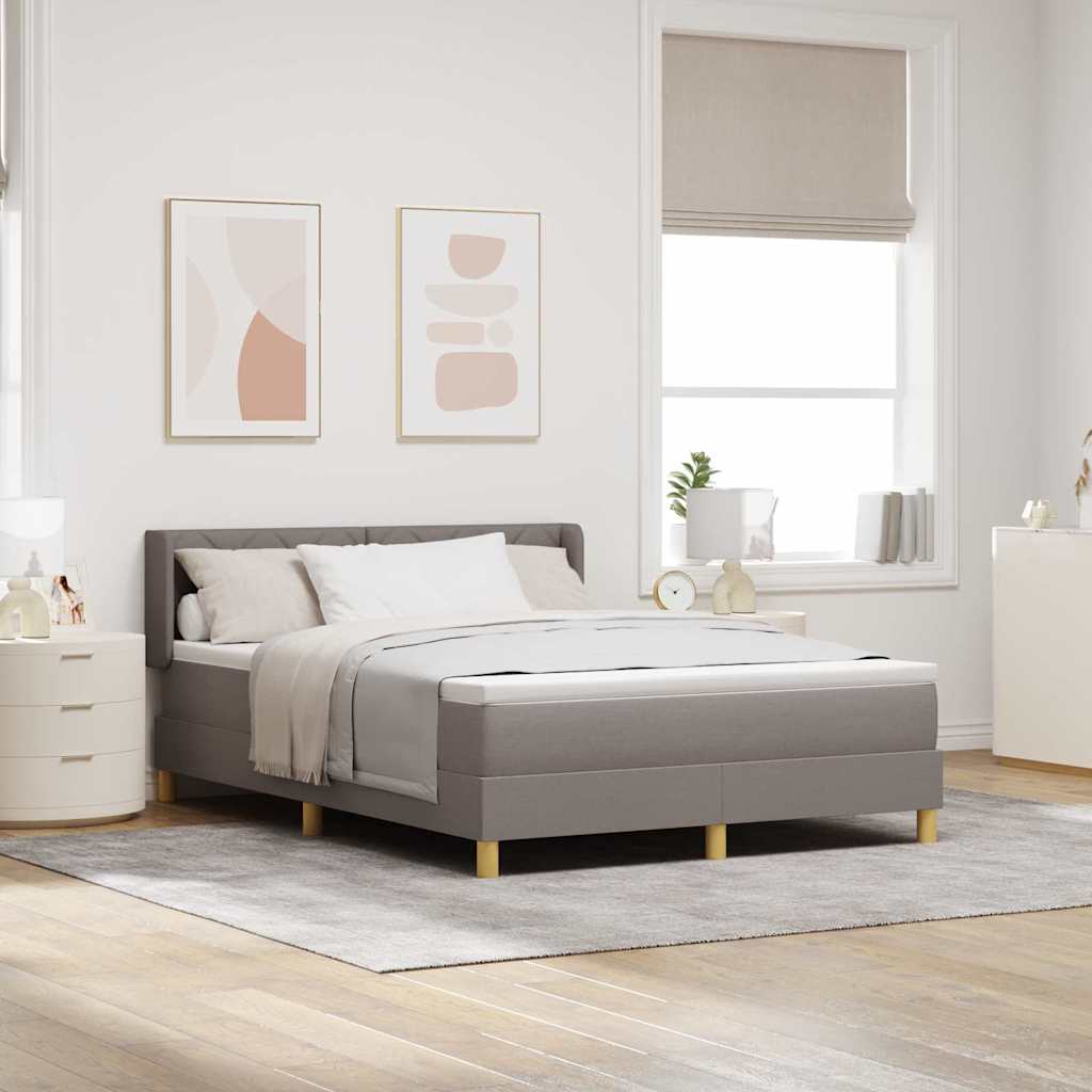 vidaXL Cama tipo Box Spring con cabecera Taupé 200 x 160 cm tela