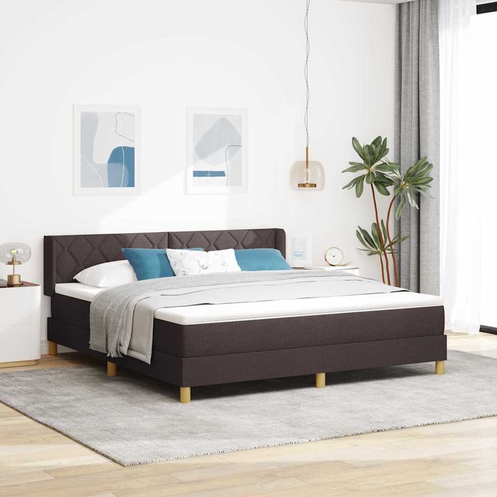 vidaXL Cama tipo Box Spring Manual Marrón Oscuro 200 x 180 cm tela