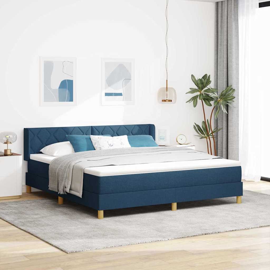 vidaXL Cama tipo Box Spring con cabecera Manual Azul 200 x 180 cm tela