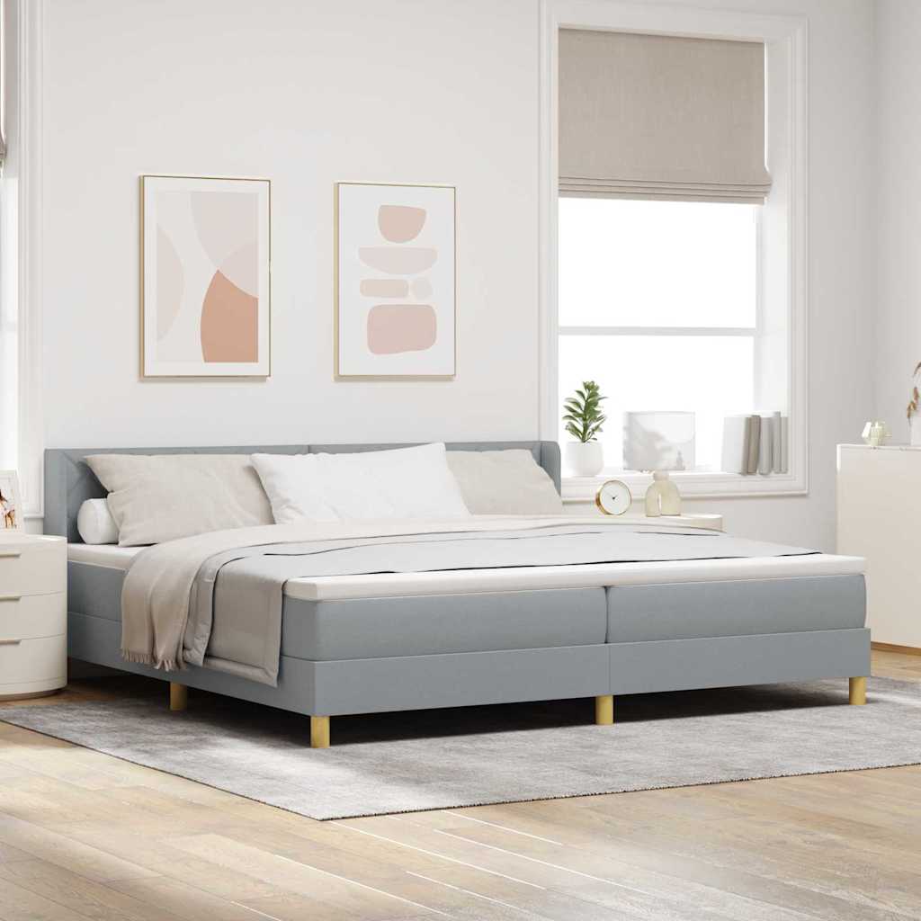 vidaXL Cama tipo Box Spring con cabecera Gris Claro 200 x 200 cm tela