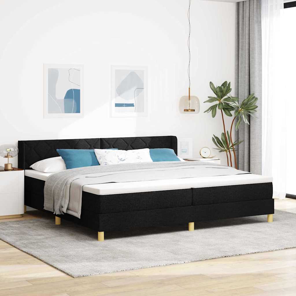 vidaXL Cama tipo Box Spring con cabecera Negro 200 x 200 cm tela