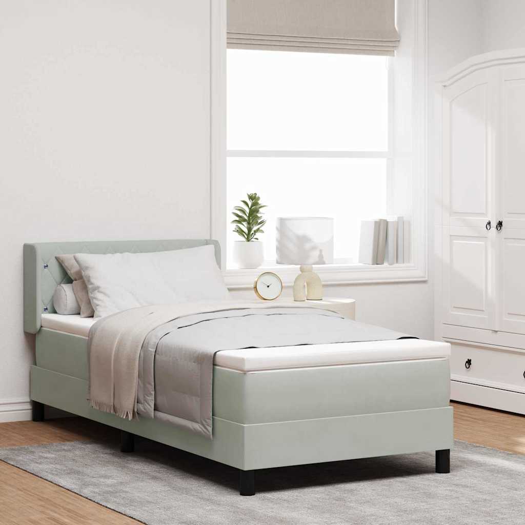 vidaXL Cama tipo Box Spring Manual Gris Claro 190 x 90 cm Terciopelo