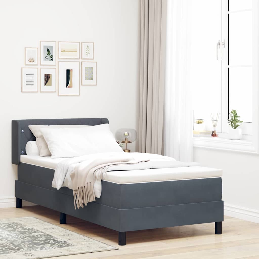 vidaXL Cama tipo Box Spring Manual Gris oscuro 200 x 100 cm Terciopelo