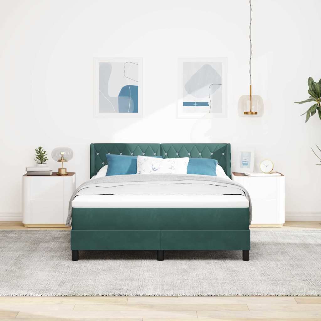 vidaXL Cama tipo Box Spring Verde oscuro 200 x 140 cm Terciopelo