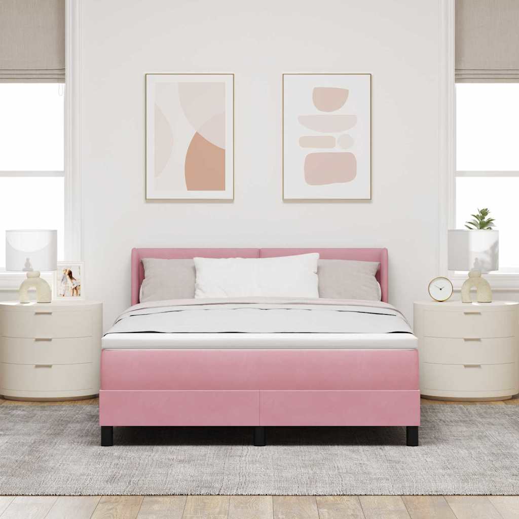 vidaXL Cama tipo Box Spring con cabecera Rosa 200 x 160 cm Terciopelo