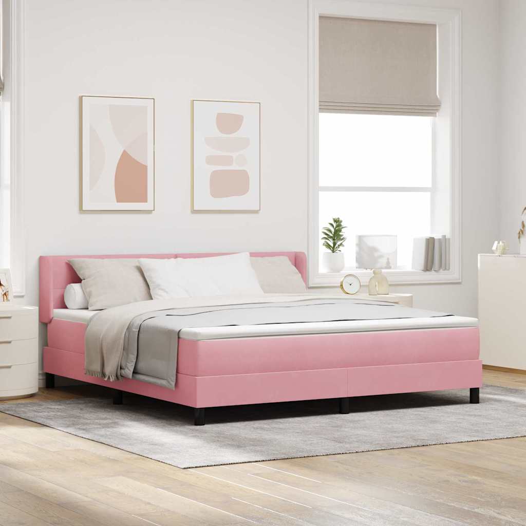 vidaXL Cama tipo Box Spring con cabecera Rosa 200 x 180 cm Terciopelo