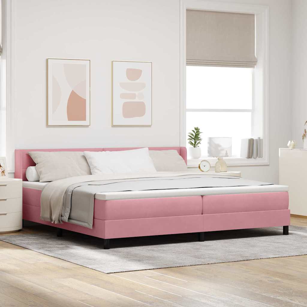 vidaXL Cama tipo Box Spring con cabecera Rosa 200 x 200 cm Terciopelo