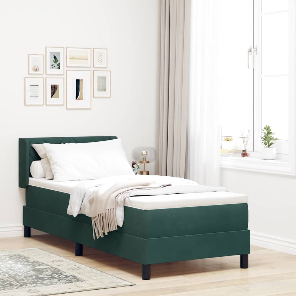 vidaXL Cama tipo Box Spring Manual Verde oscuro 200 x 80 cm Terciopelo