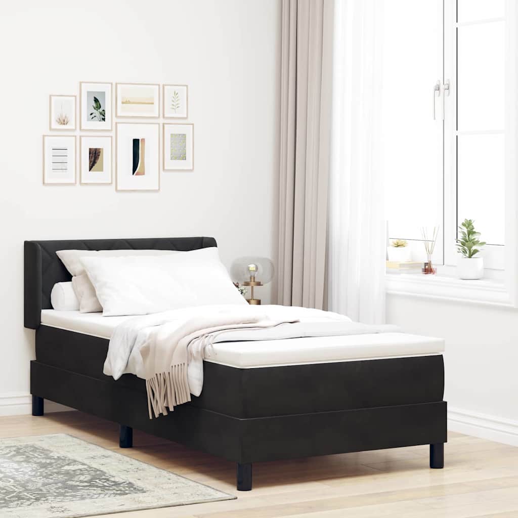 vidaXL Cama tipo Box Spring con cabecera Negro 200 x 90 cm Terciopelo
