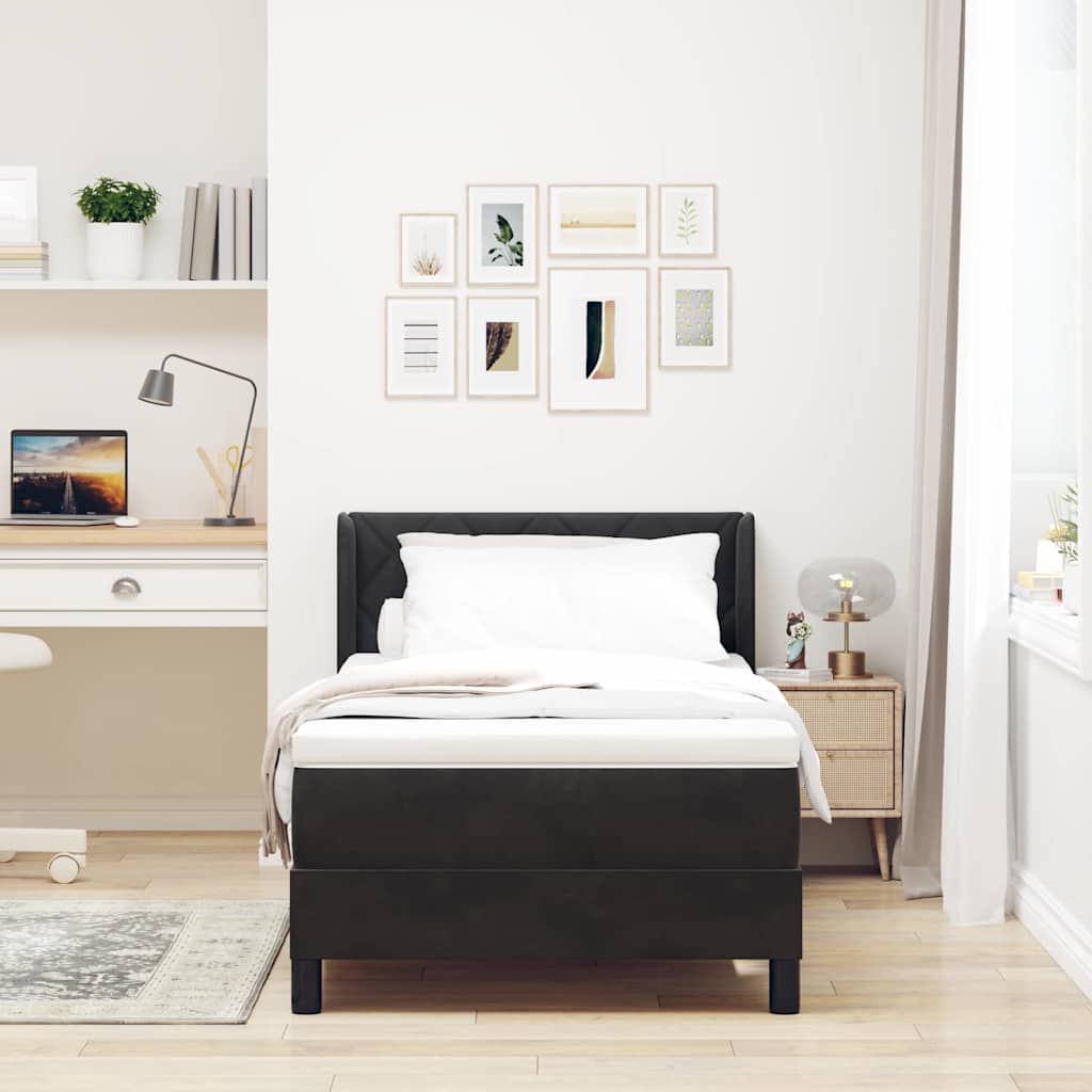 vidaXL Cama tipo Box Spring con cabecera Negro 200 x 100 cm Terciopelo