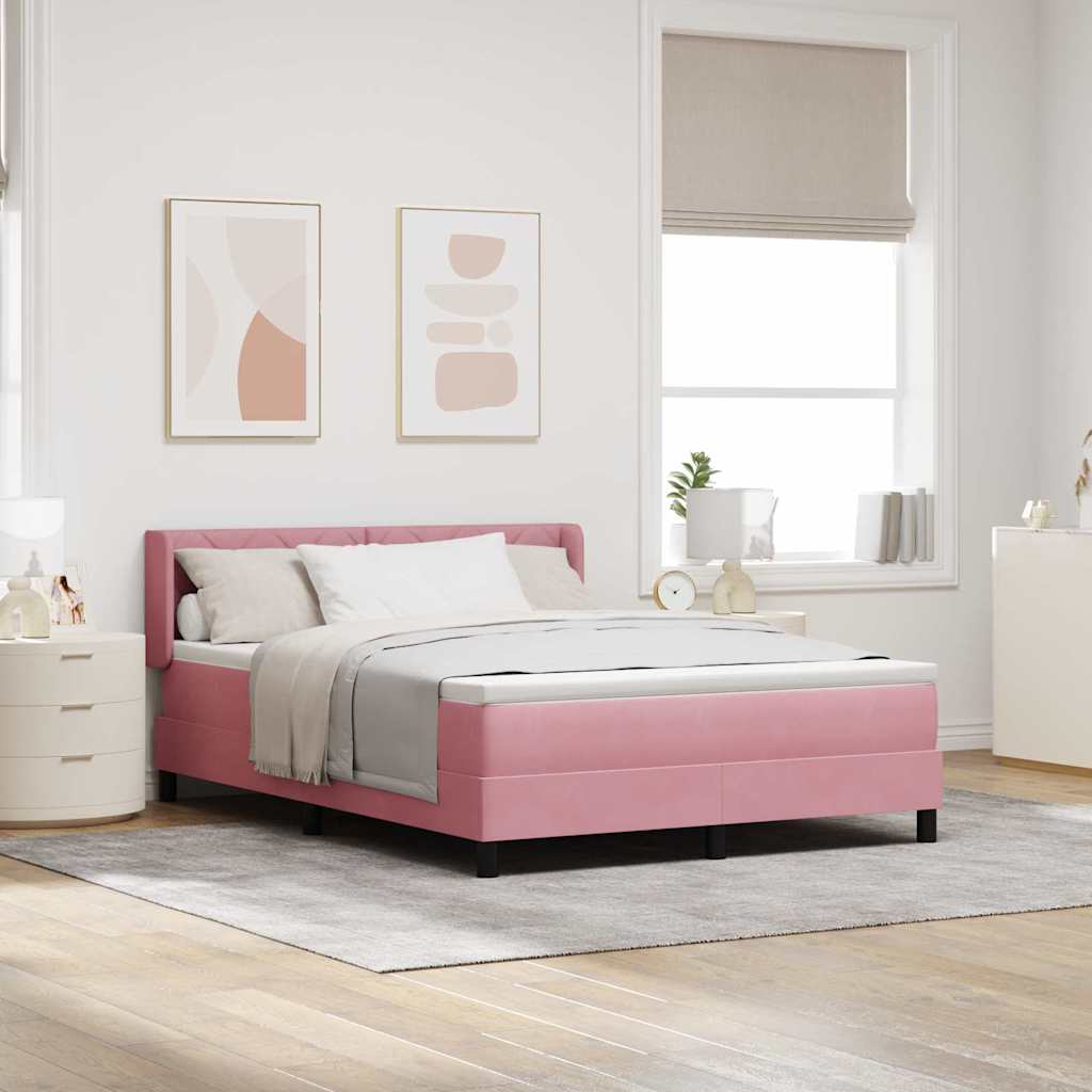 vidaXL Cama tipo Box Spring con cabecera Rosa 200 x 160 cm Terciopelo