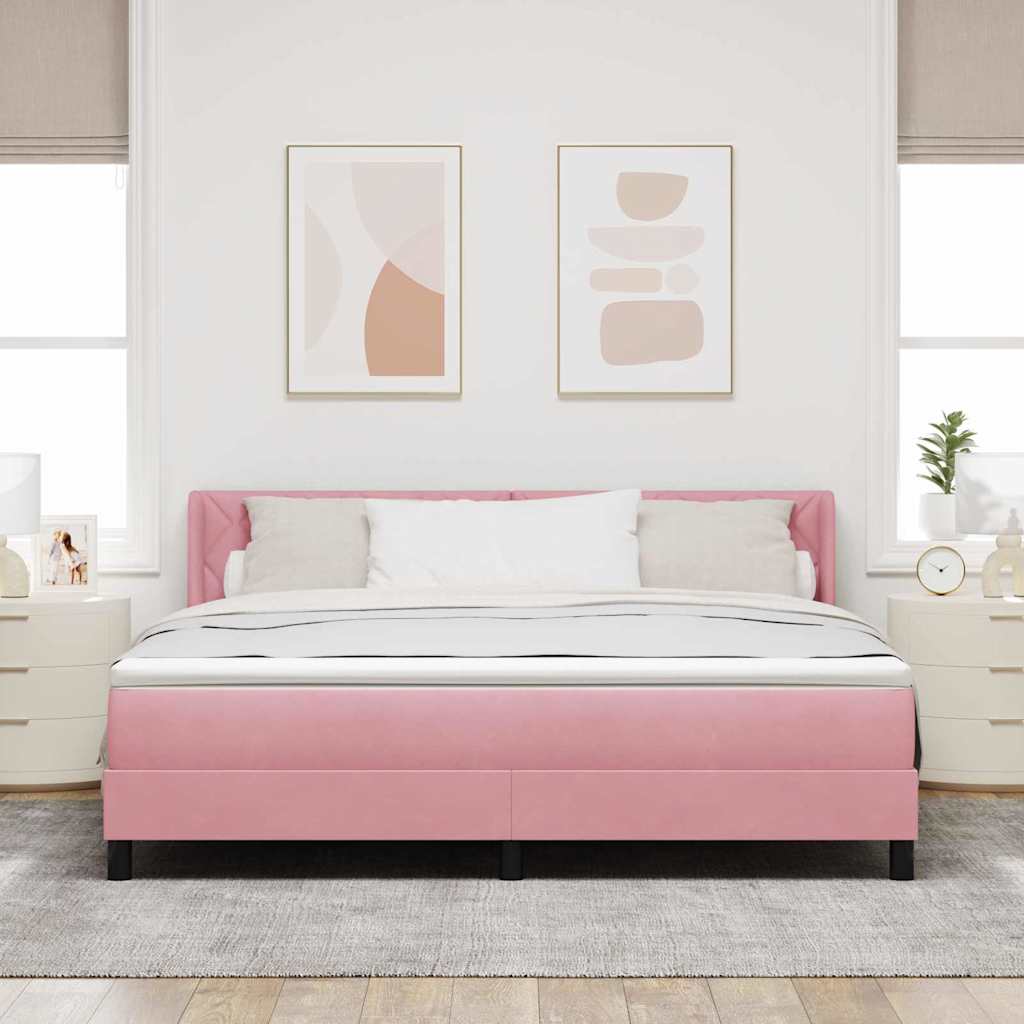 vidaXL Cama tipo Box Spring con cabecera Rosa 200 x 180 cm Terciopelo