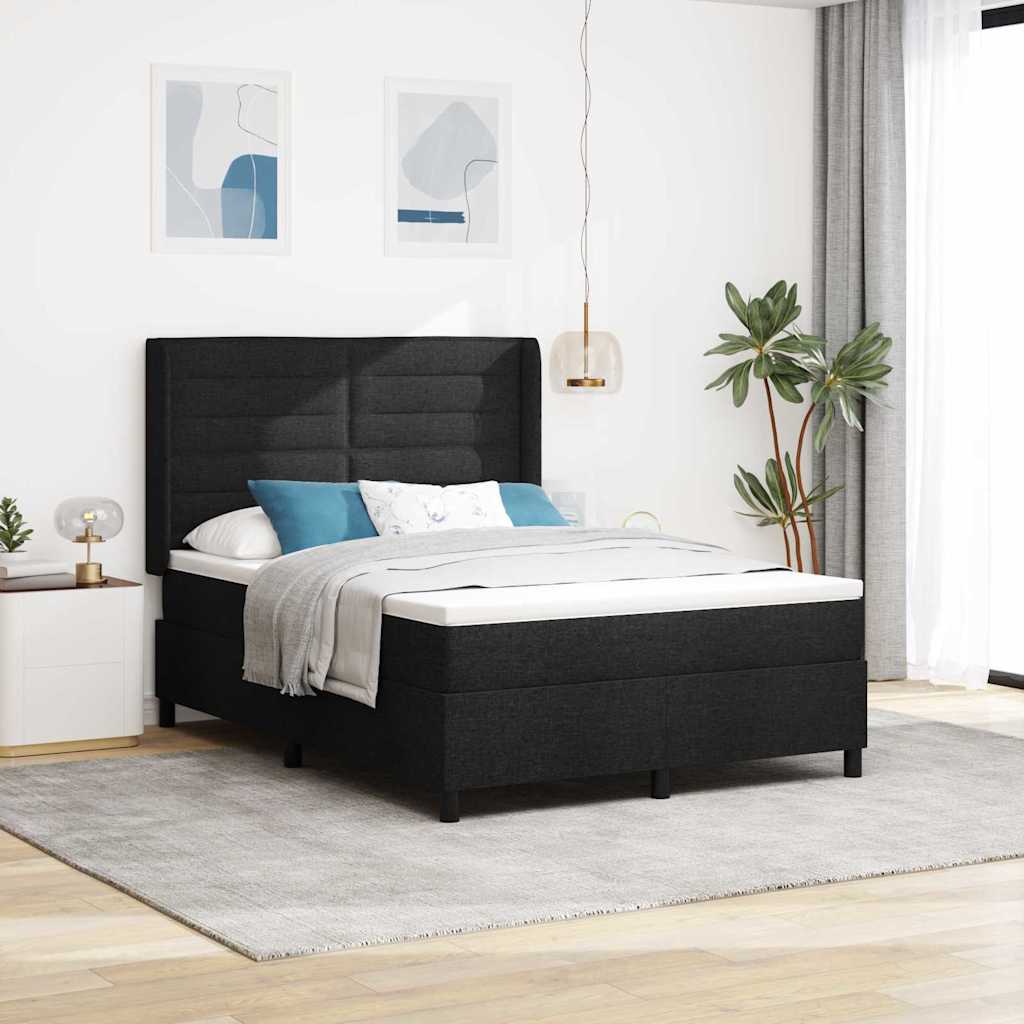 vidaXL Cama tipo Box Spring con cojín Manual Negro 200 x 140 cm tela