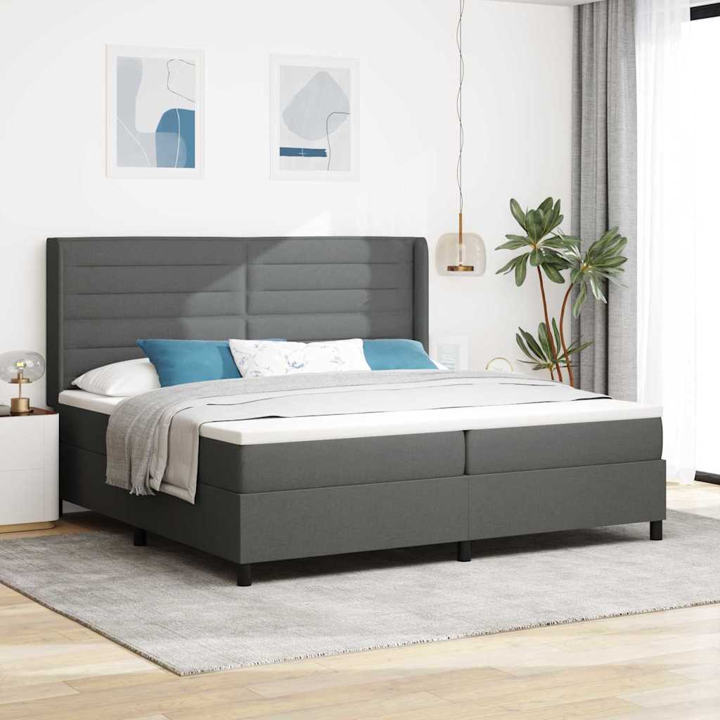 vidaXL Cama tipo Box Spring con cojín Gris oscuro 200 x 200 cm tela