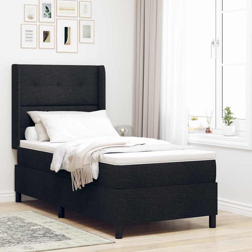 vidaXL Cama tipo Box Spring con cojín Manual Negro 200 x 100 cm tela