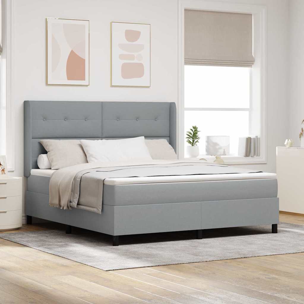 vidaXL Cama tipo Box Spring con cojín Gris Claro 200 x 180 cm tela