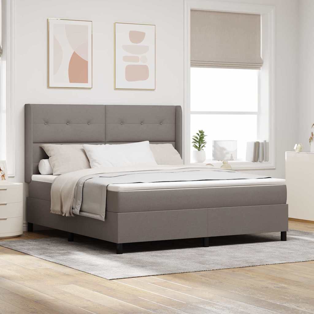 vidaXL Cama tipo Box Spring con cojín Manual Taupé 200 x 180 cm tela