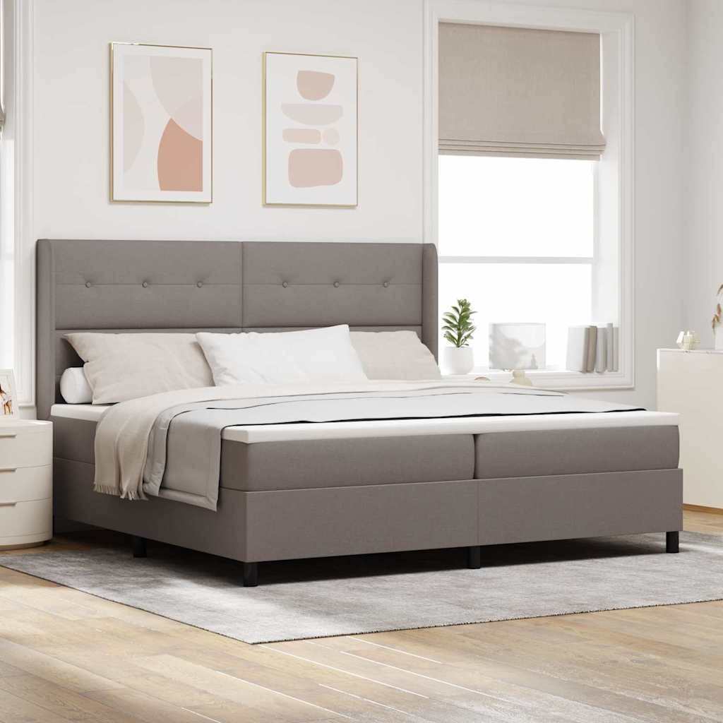 vidaXL Cama tipo Box Spring con cojín Manual Taupé 200 x 200 cm tela