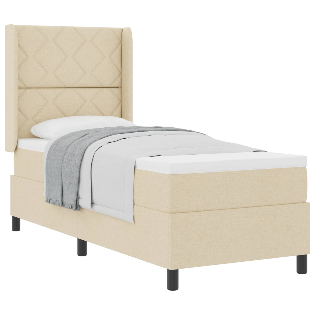 vidaXL Cama tipo Box Spring con cojín Manual Crema 200 x 80 cm tela