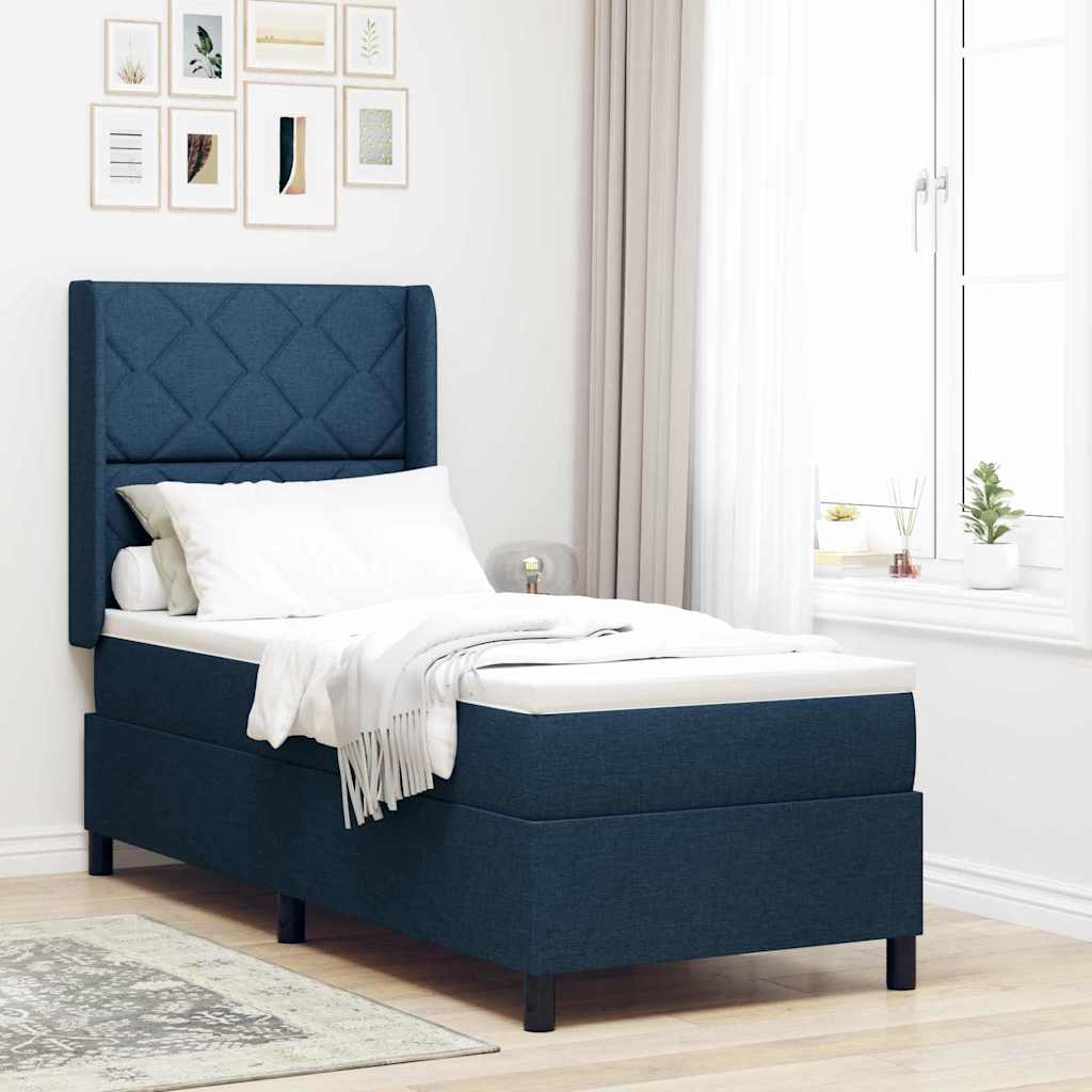 vidaXL Cama tipo Box Spring con cojín Manual Azul 200 x 80 cm tela